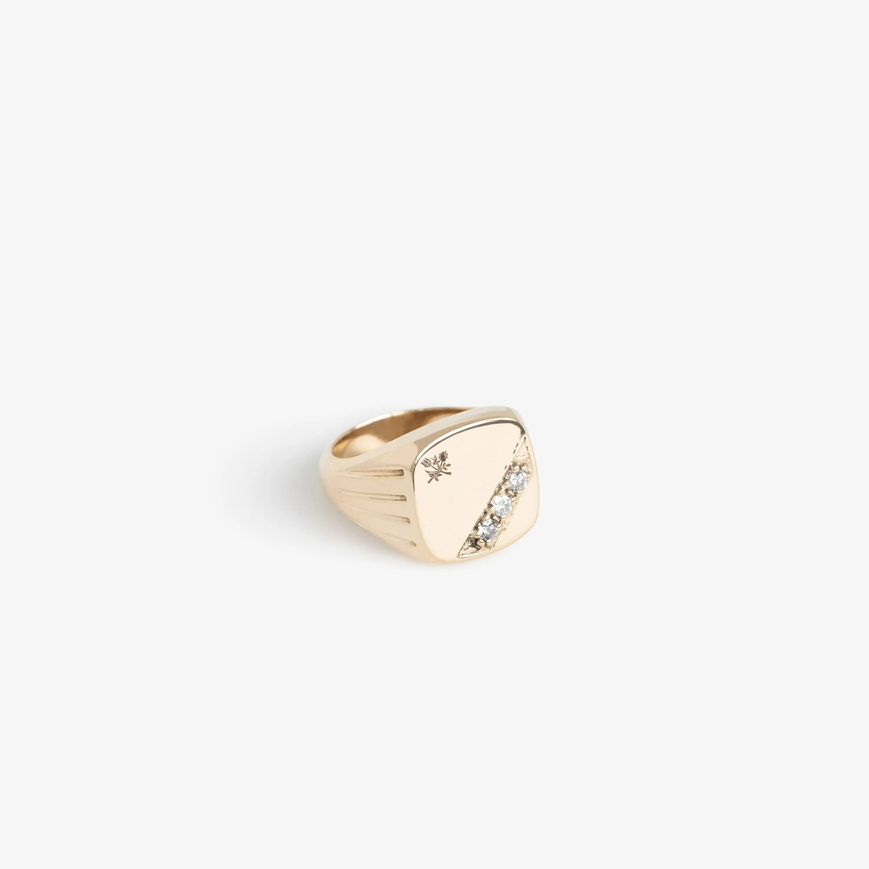 14Kt Gold Diamond Signet  Ring