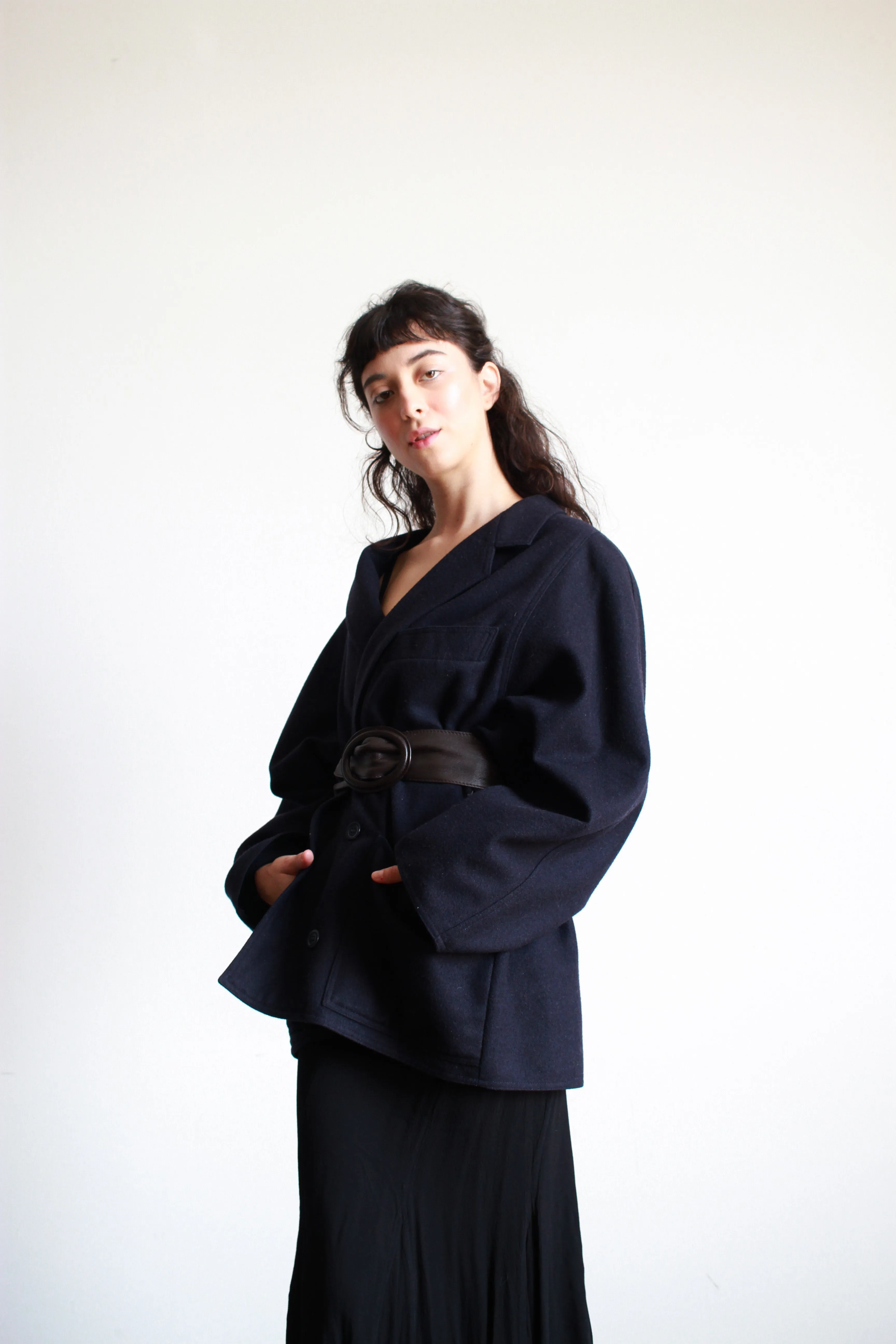 1980s Indigo Wool Oversized Coat