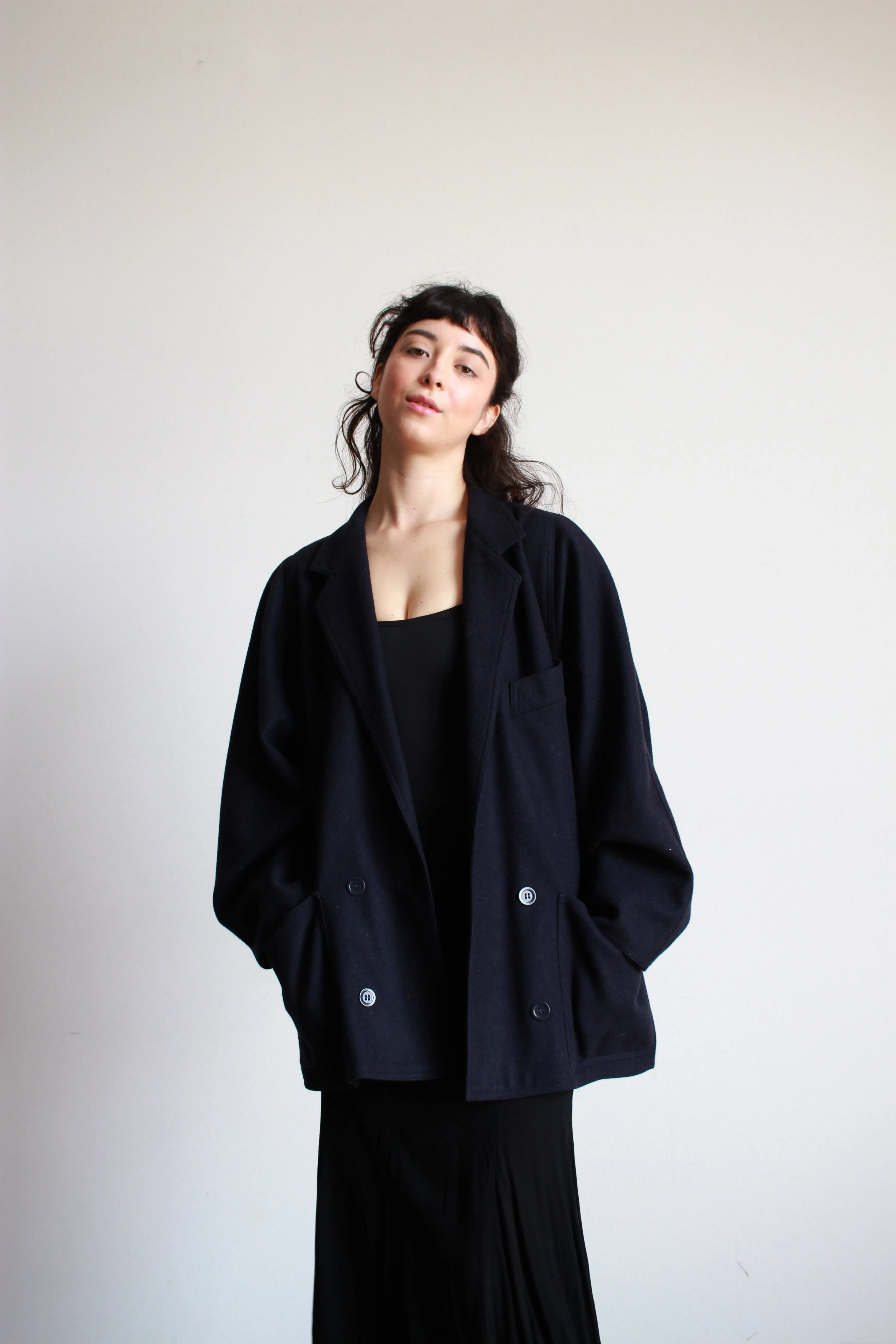 1980s Indigo Wool Oversized Coat