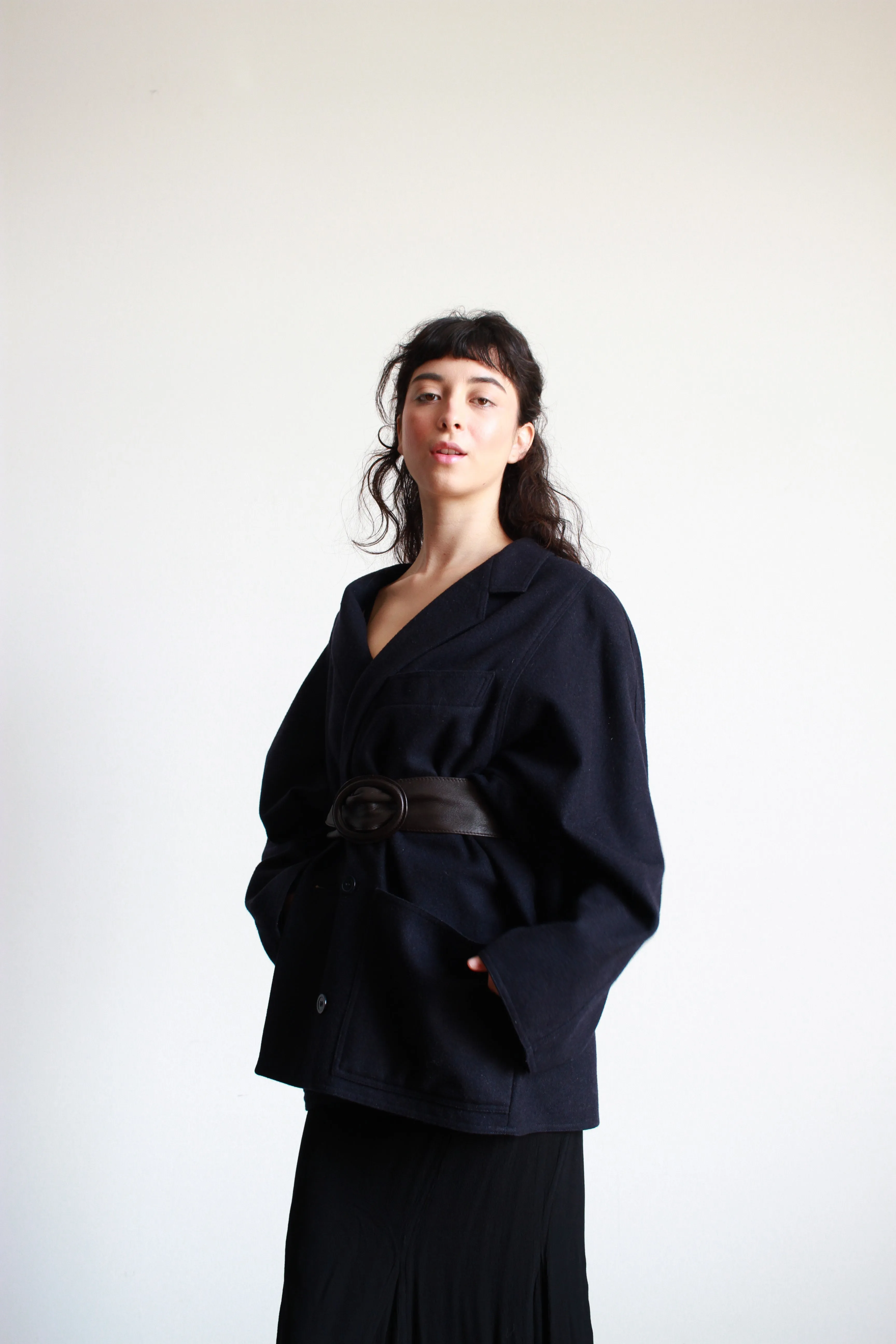 1980s Indigo Wool Oversized Coat