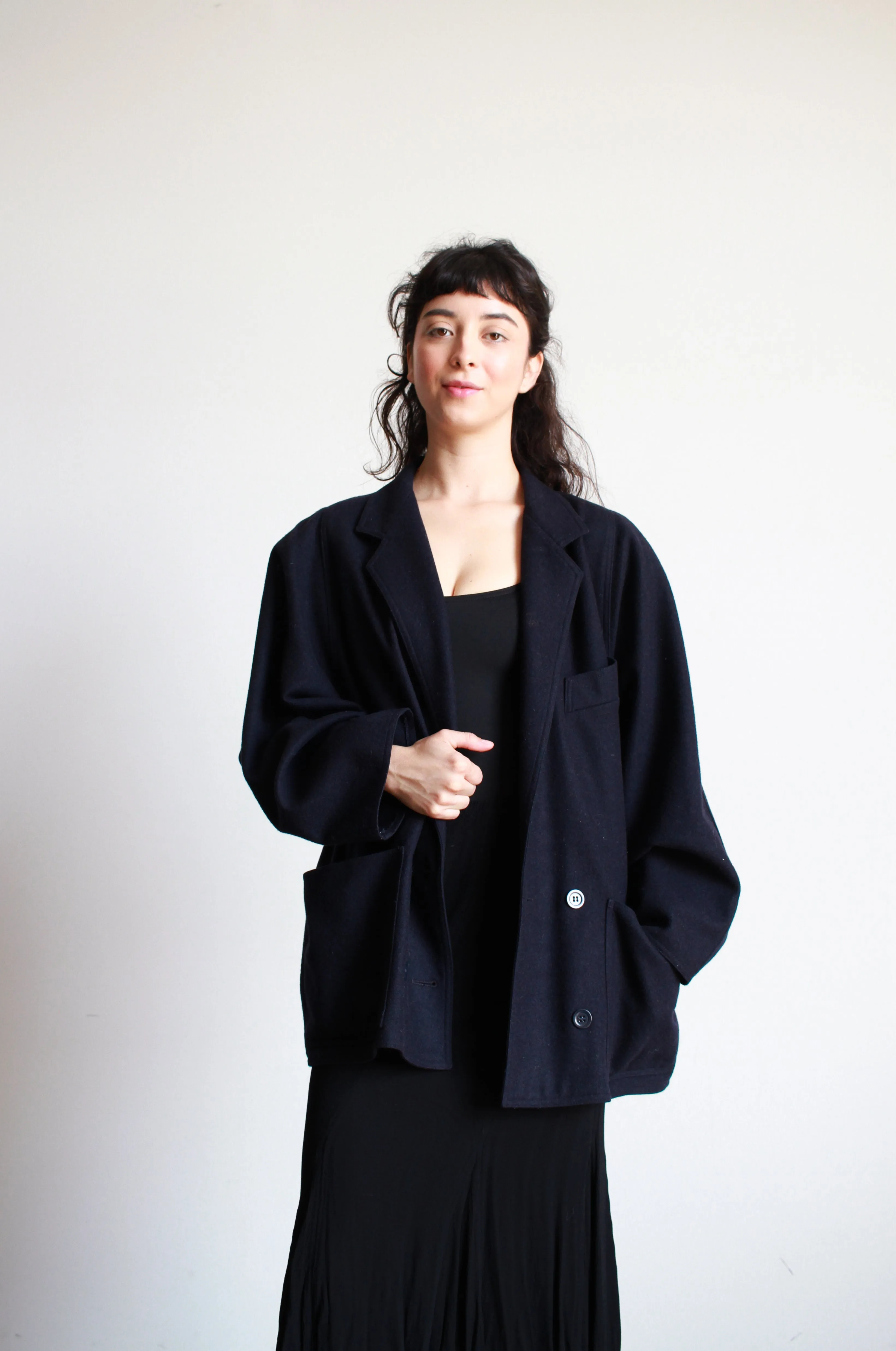 1980s Indigo Wool Oversized Coat