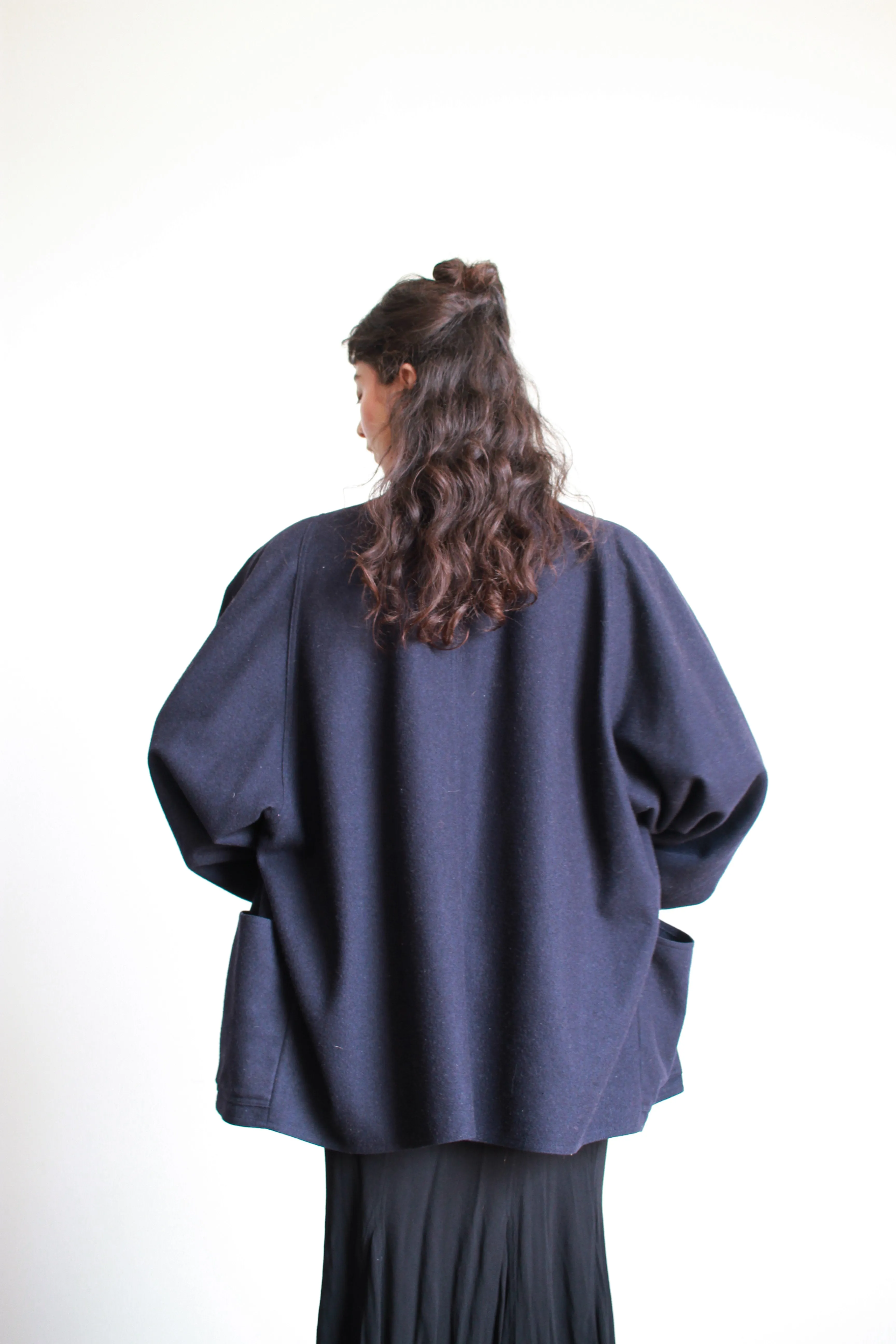 1980s Indigo Wool Oversized Coat