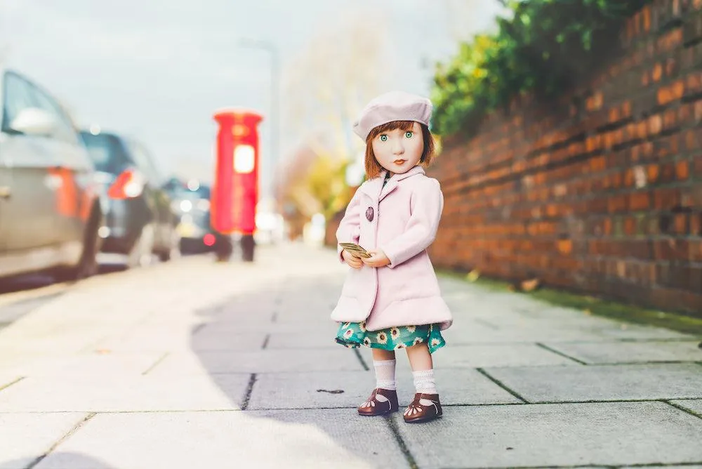 A Girl for All Time 1940s Pink Coat and Beret for 16 inch British dolls