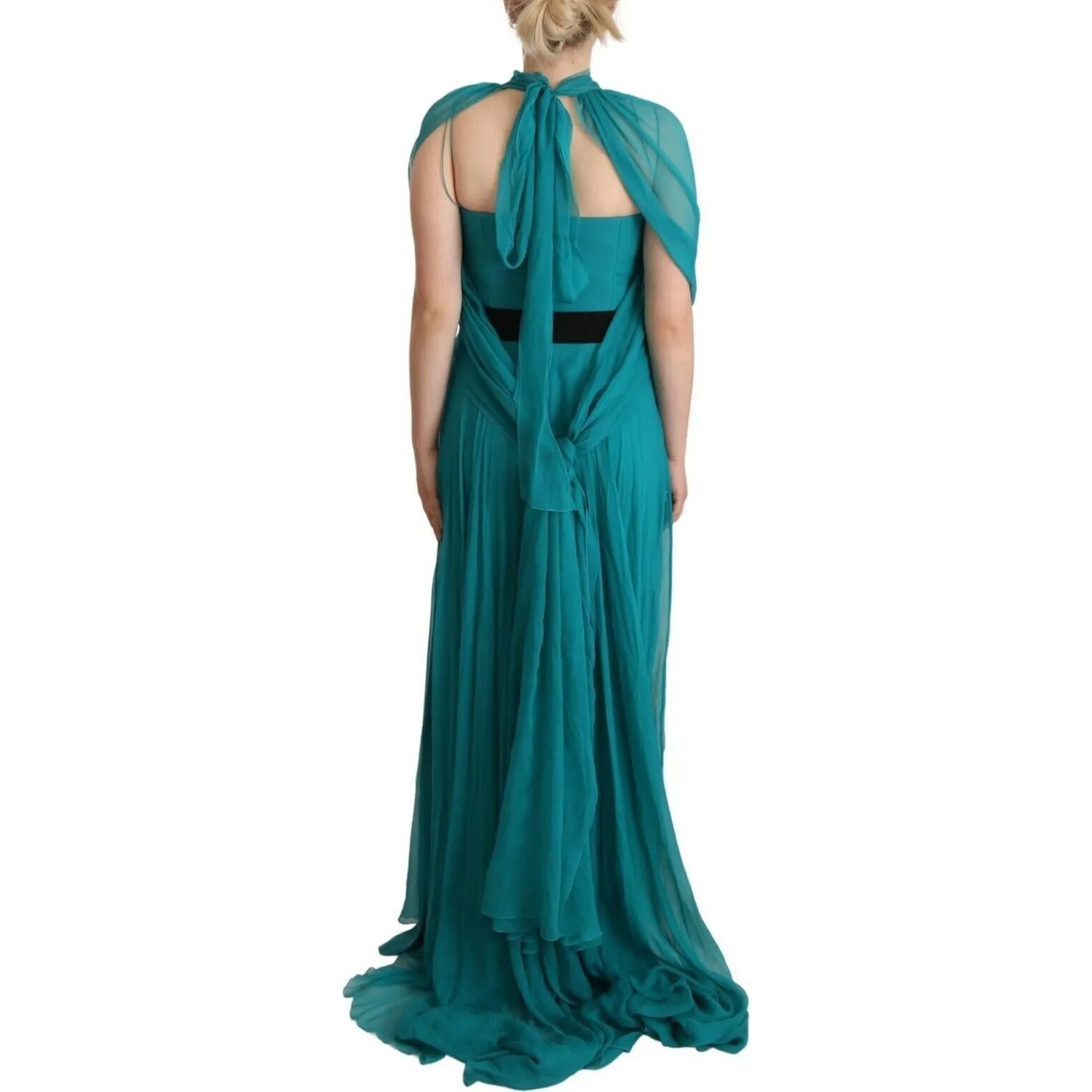 Alberta Ferretti Elegant Silk A-Line Long Dress in Blue