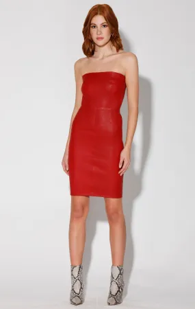 Alexis Dress, Red - Stretch Leather by Walter Baker