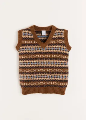 All Over Fair Isle Vest in Camel (4-10yrs)