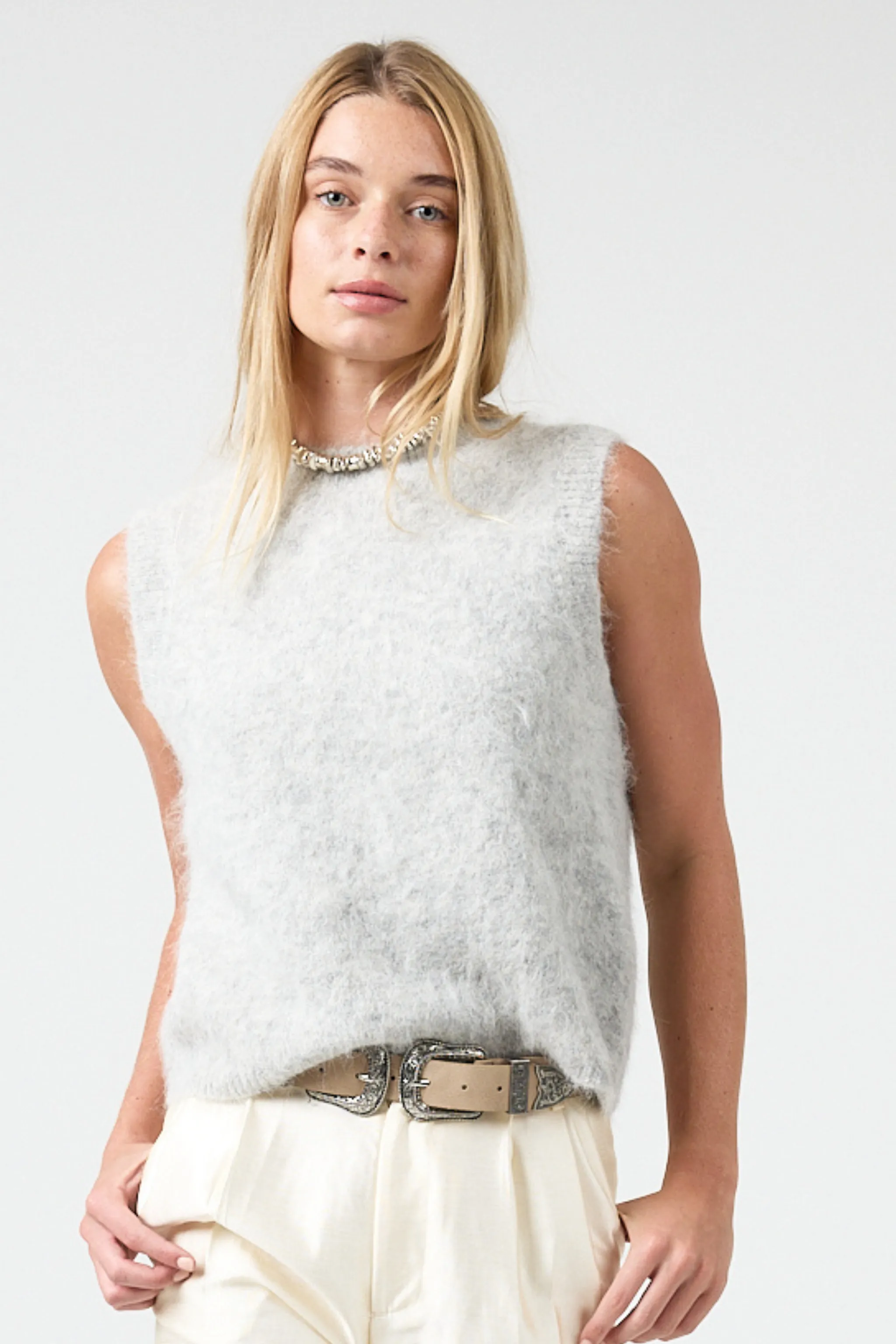 Alpaca Knitted Vest - Grey