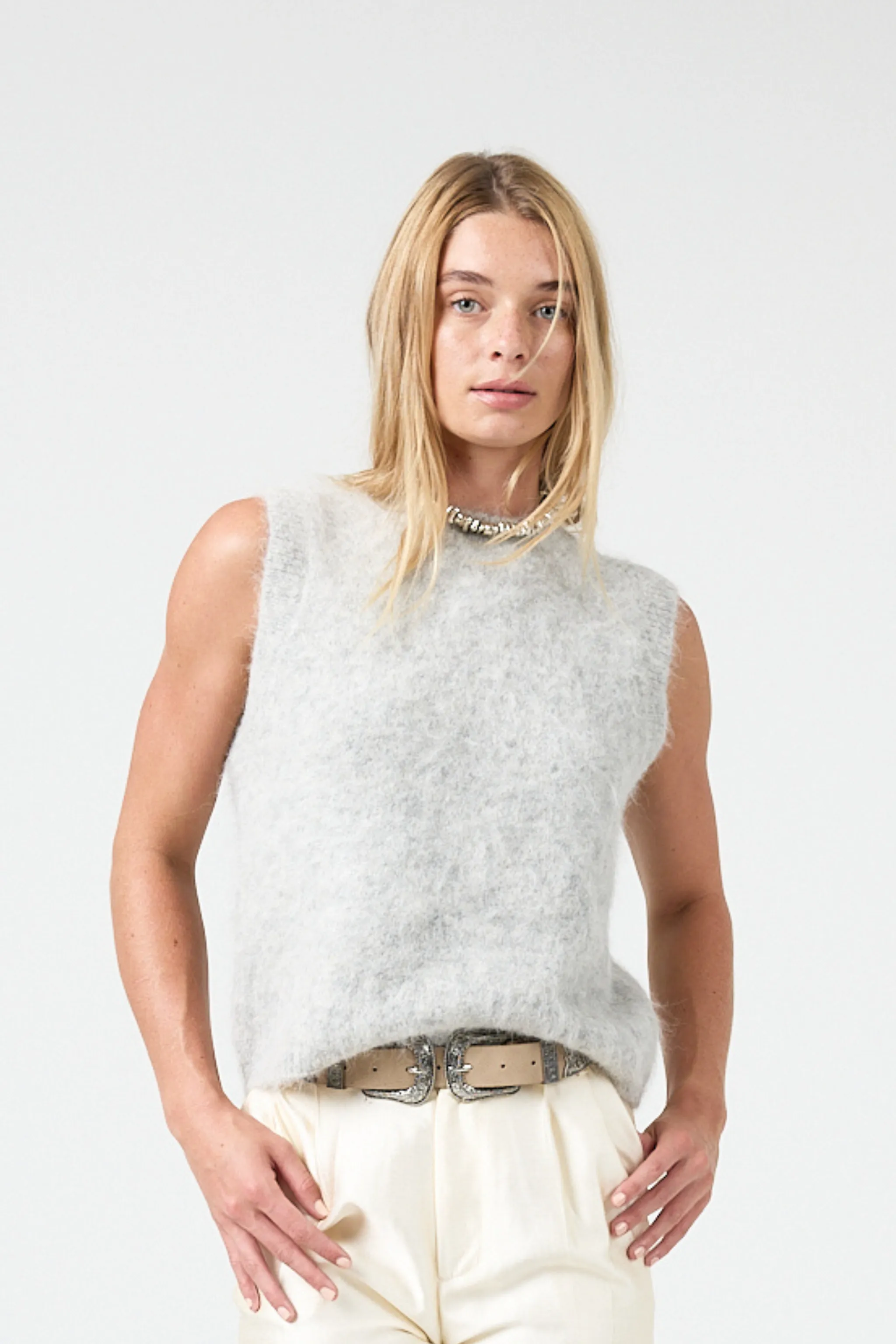 Alpaca Knitted Vest - Grey