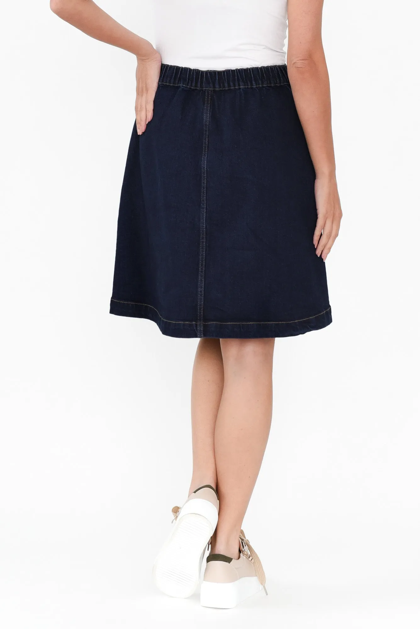 Amanda Dark Blue Stretch Denim Skirt