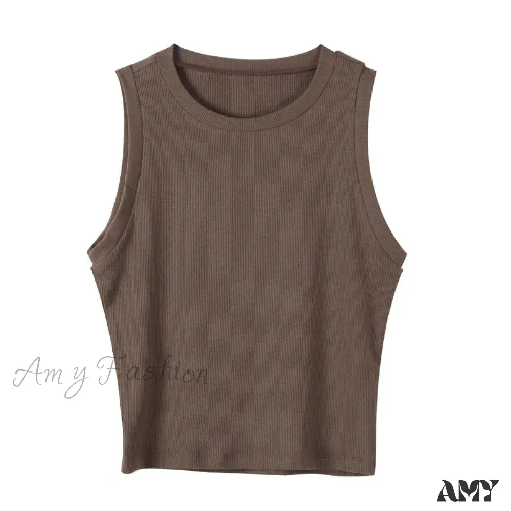 Amy Fashion - Knitted Ribbed Solid Vest