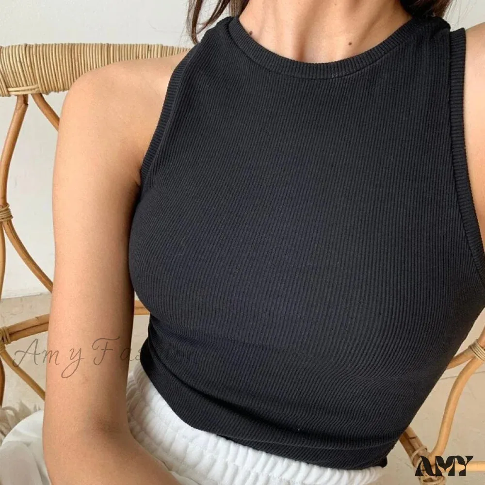 Amy Fashion - Knitted Ribbed Solid Vest