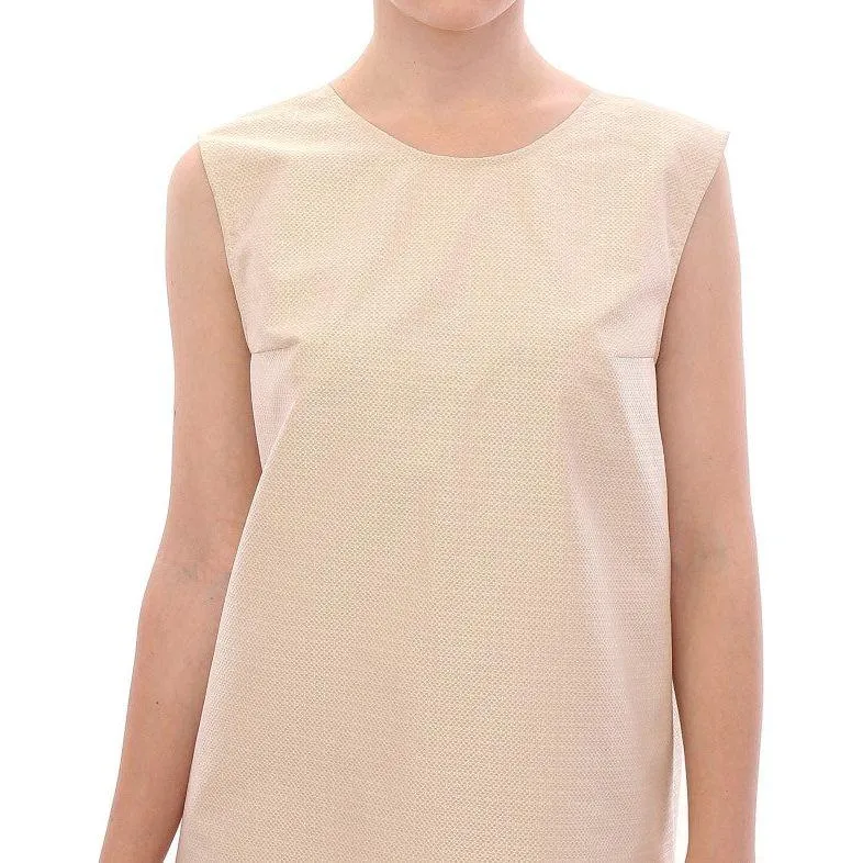 Andrea Incontri Elegant Beige Shift Sleeveless Dress