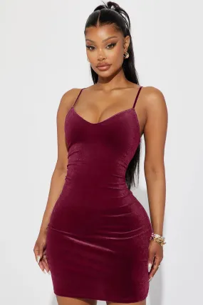 Anna Velvet Mini Dress - Burgundy