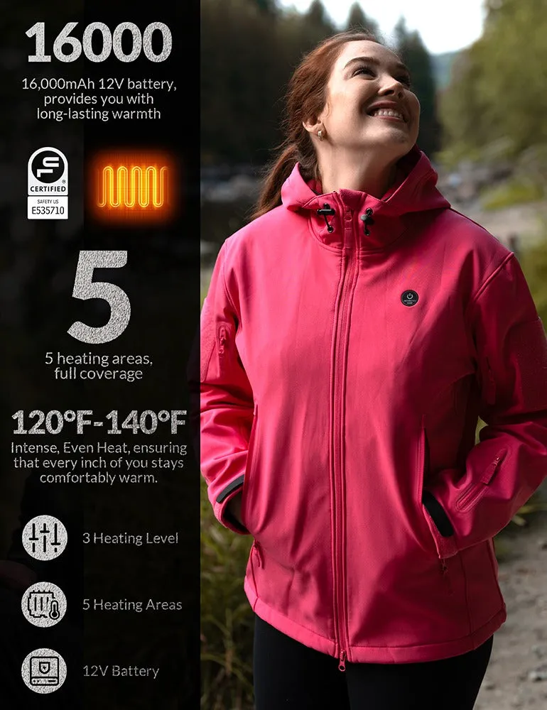 ANTARCTICA GEAR Heated Jacket for Women, Winter Coat Soft Shell Heating Hood Jacket