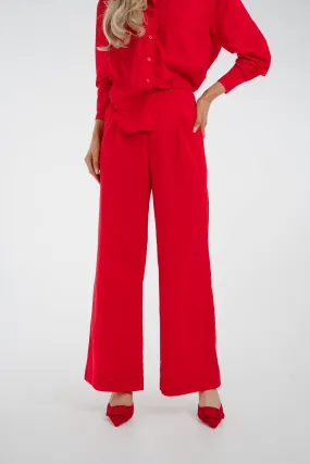 Arabella Linen Mix Trousers In Red