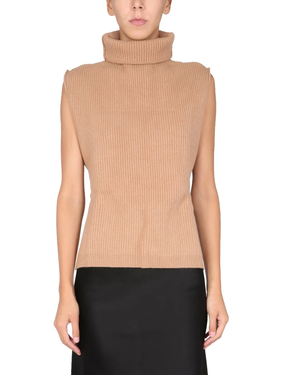 Aspesi Rib-Knitted High Neck Vest