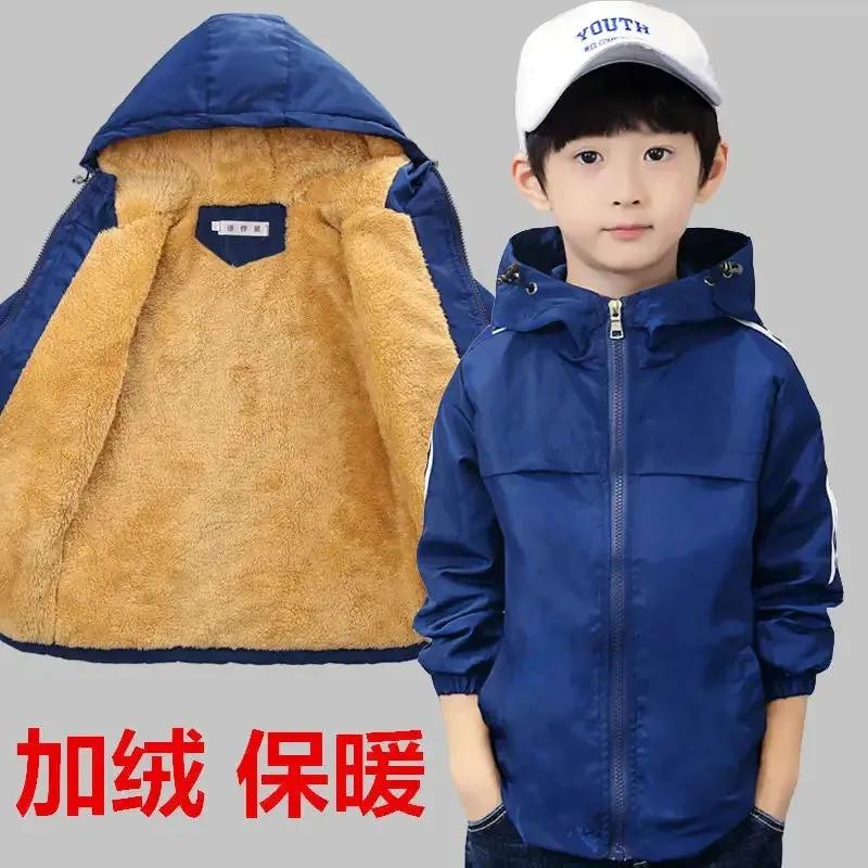 Autumn Children's Clothes Double-sided Wear Jacket Fleece Coat Boy Waterproof Windproof Children Outerwear Sport Jacket For Boys