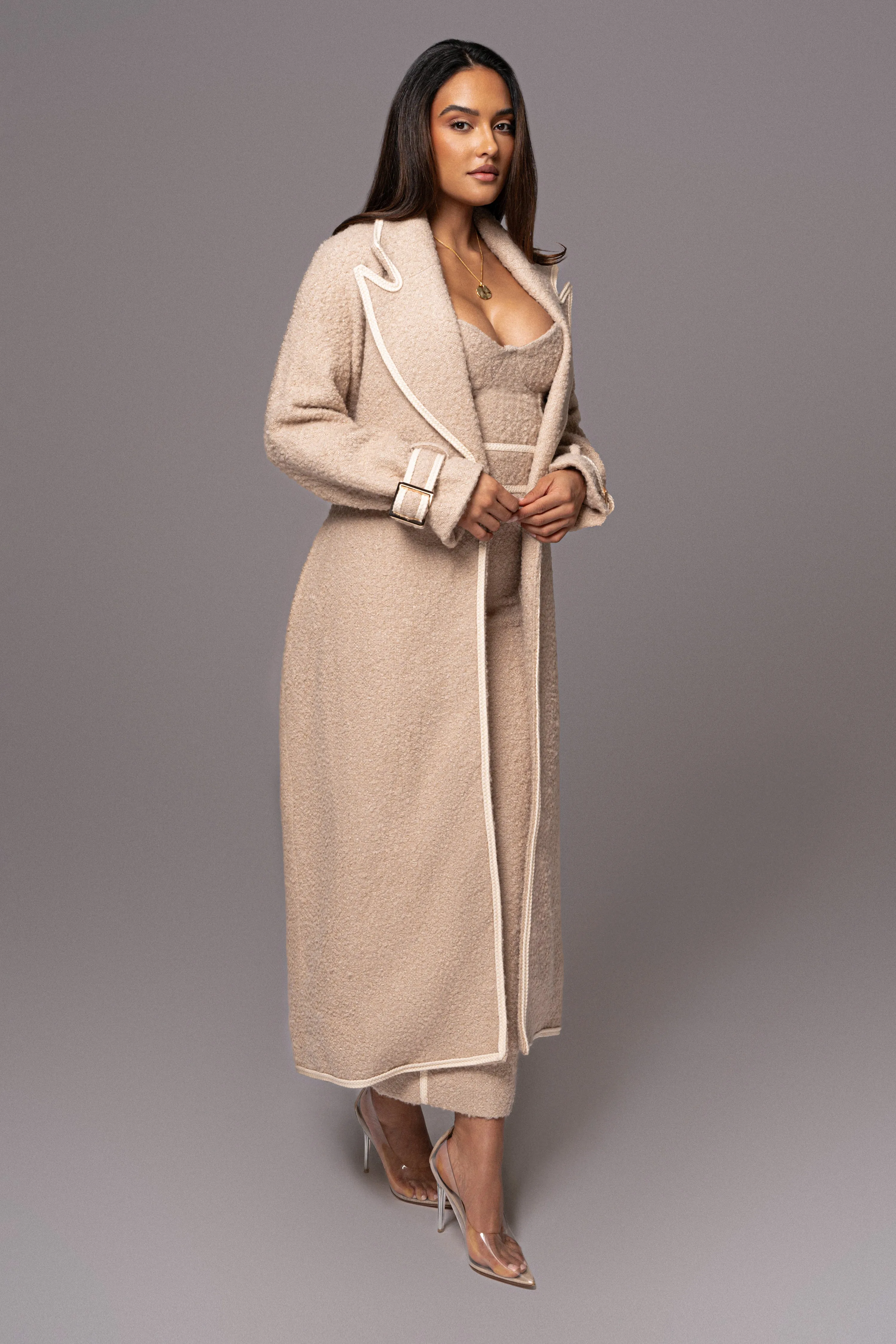 Beige Fit For Success Boucle Coat