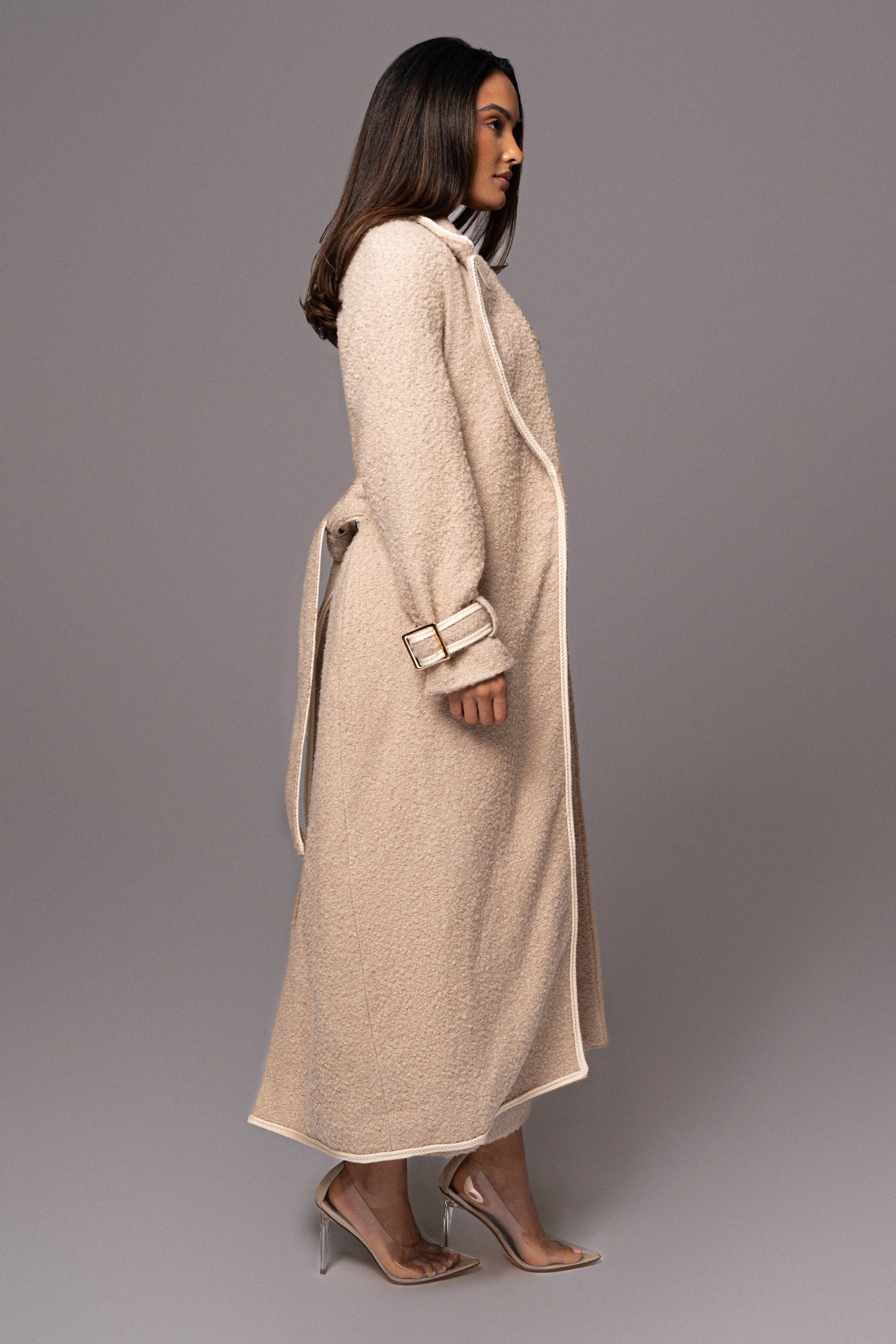 Beige Fit For Success Boucle Coat