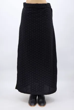 Black Cotton Schiffli Skirt