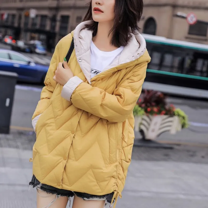 Black Friday Sales Winter Women Ultra Light Hooded 90% White Duck Down Short Parkas Casual Female Single Breasted Warm Coat Snow Outwear