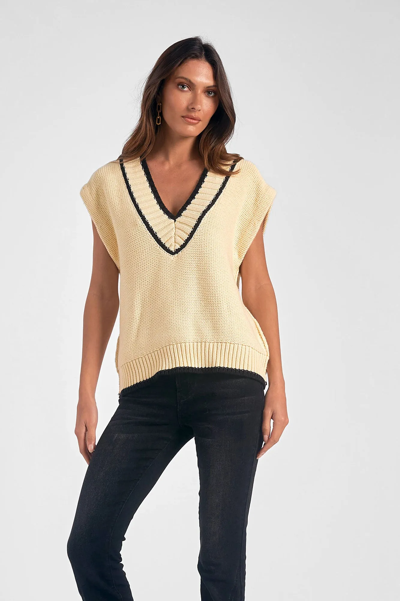 Bordered Sweater Vest