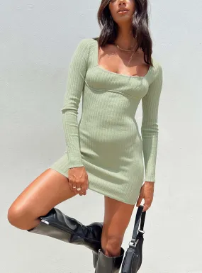 Byer Long Sleeve Mini Dress Sage