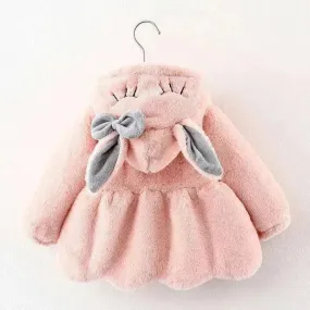 Cartoon Coat Hooded Baby Girl Toddler Fur