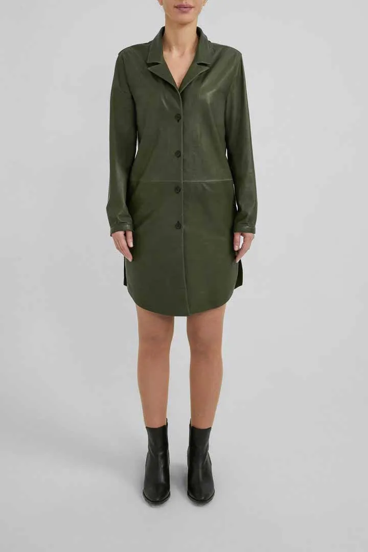 Celine - Green Leather Coat