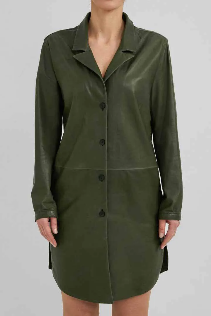 Celine - Green Leather Coat