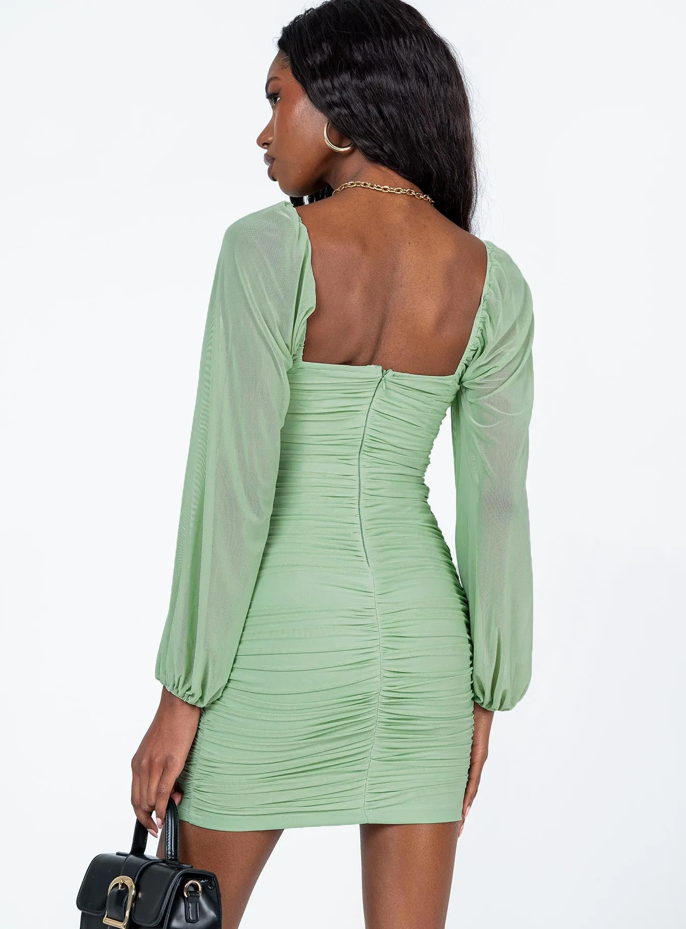 Courtney Long Sleeve Mini Dress Green