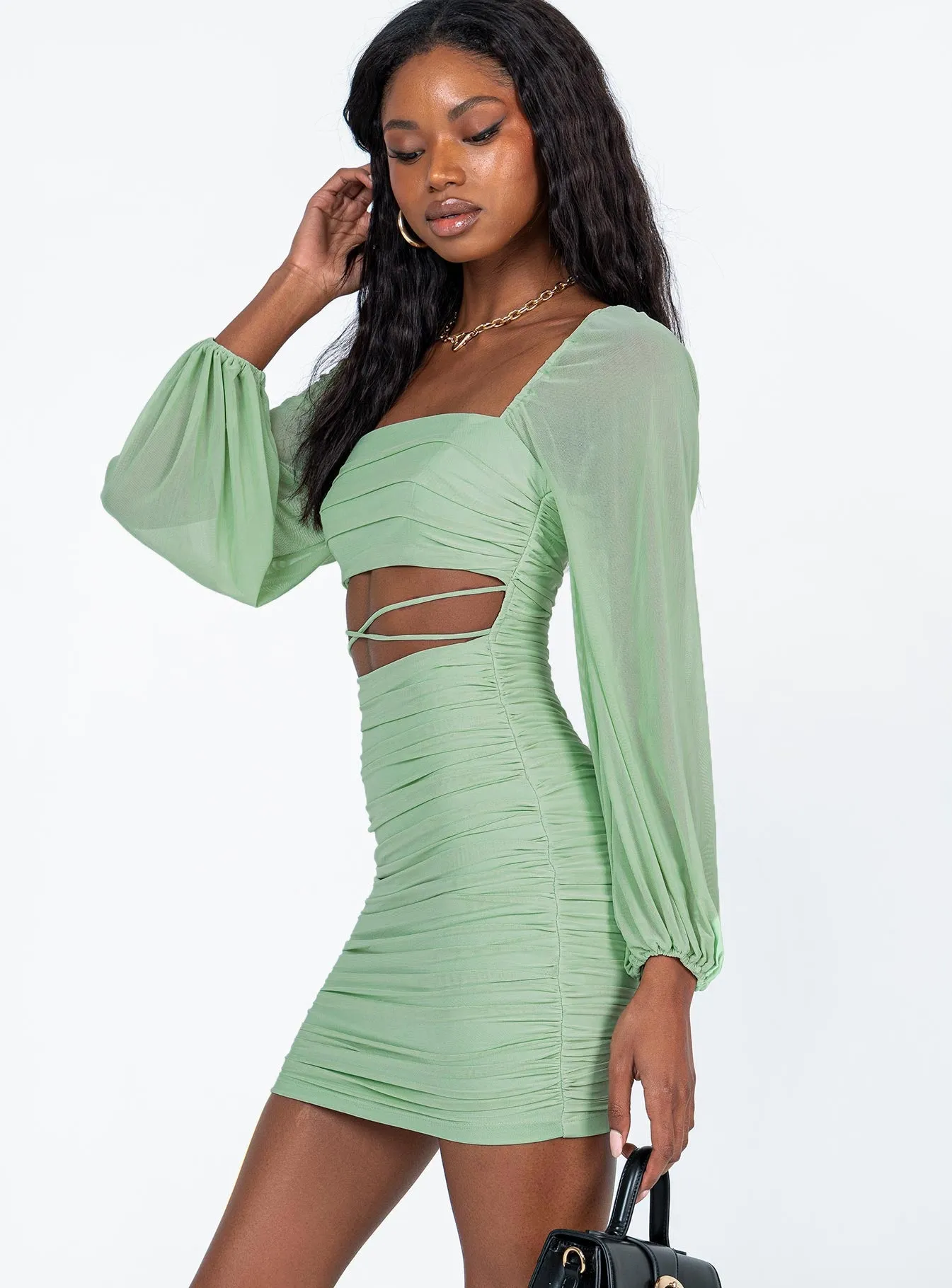 Courtney Long Sleeve Mini Dress Green