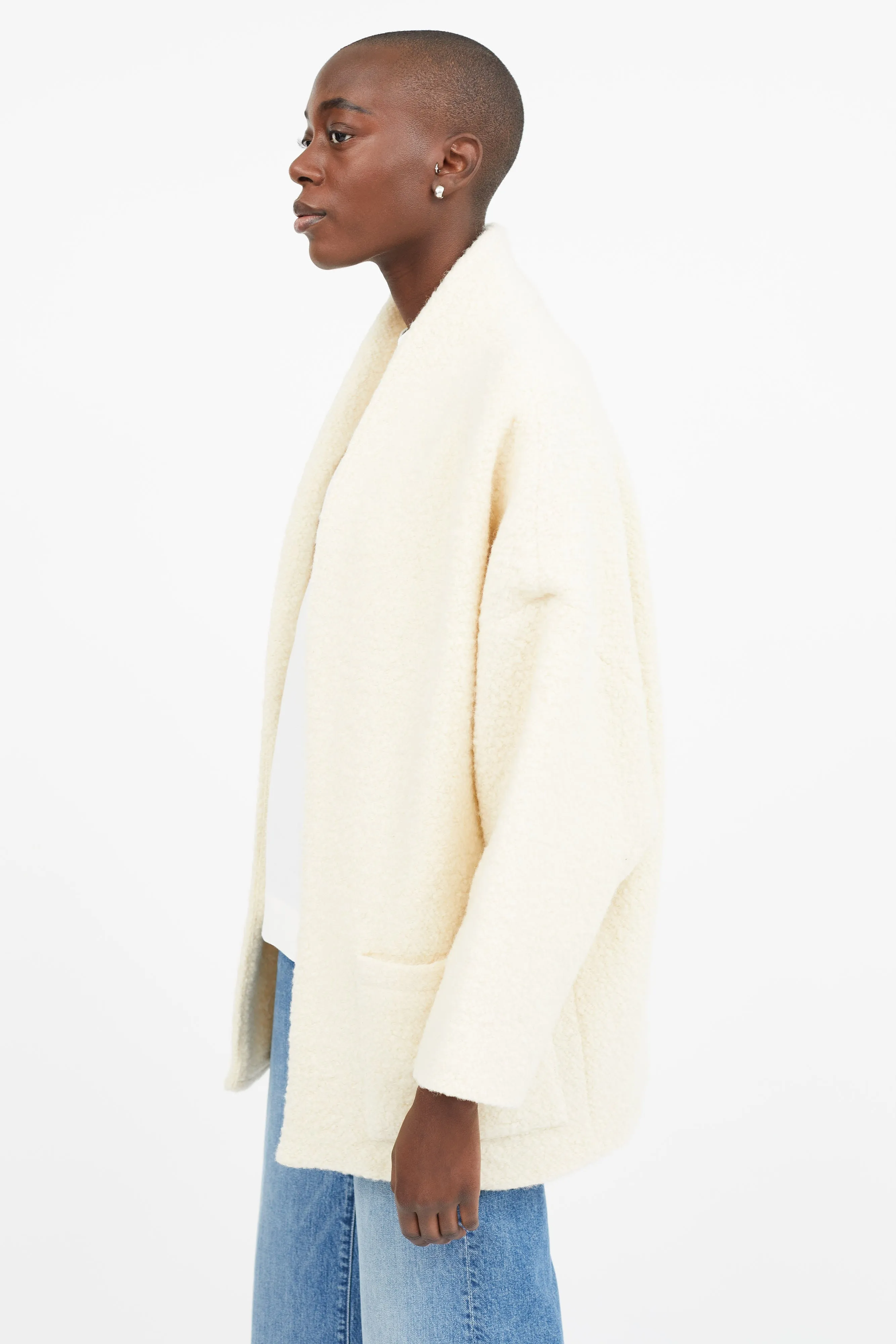 Cream Wool Bouclé Coat