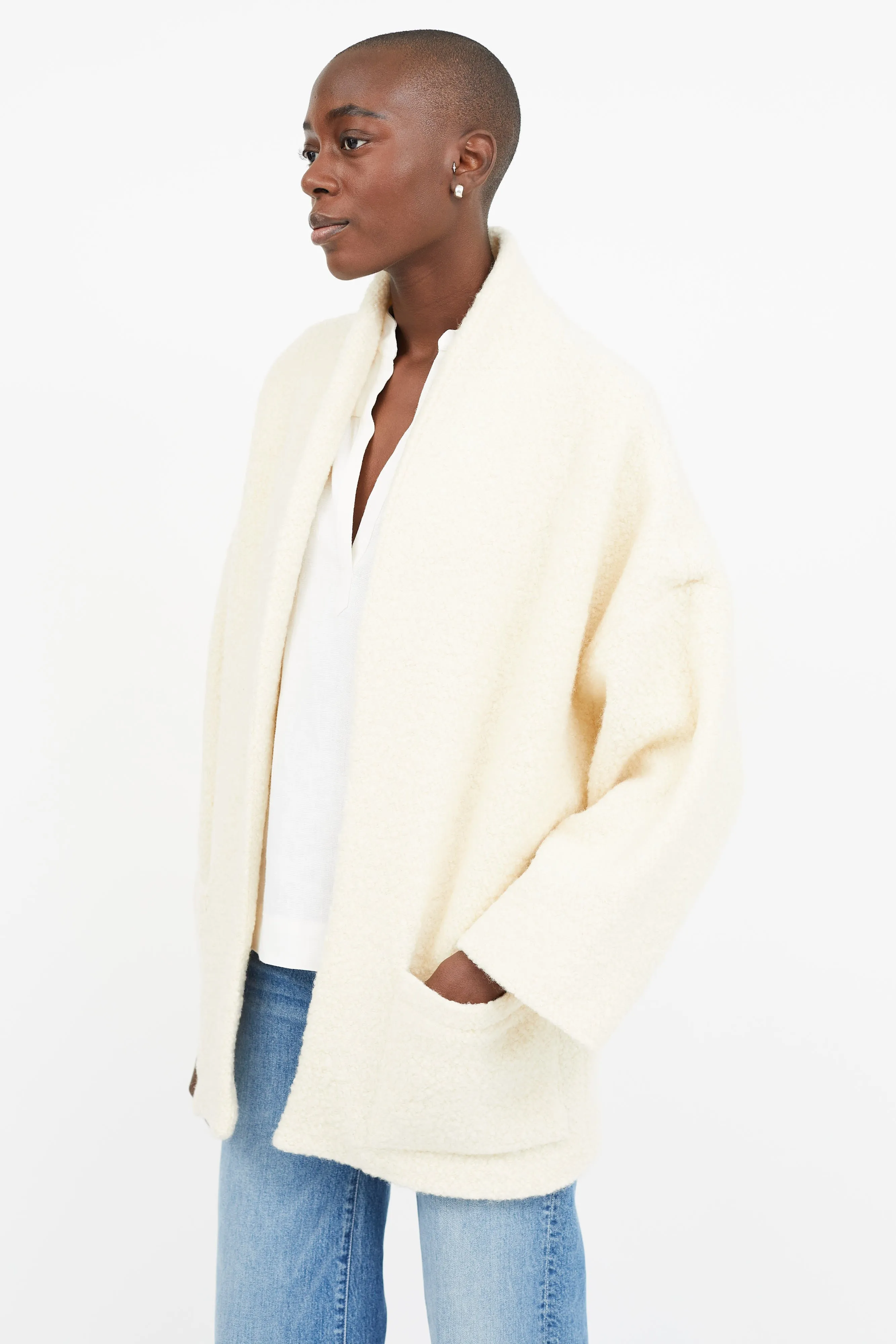 Cream Wool Bouclé Coat