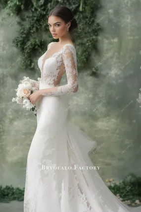 Custom Long Sleeve Lace Mermaid Wedding Dress