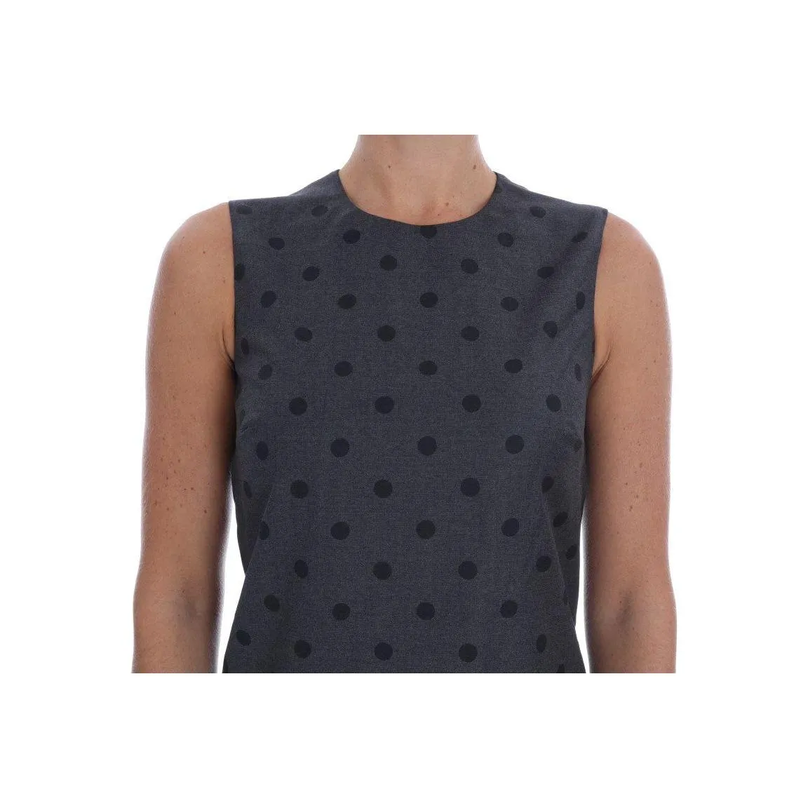 Dolce & Gabbana Chic Sleeveless Polka Dot Wool Dress