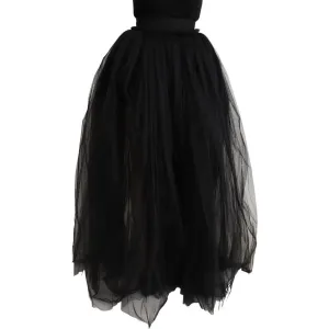 Dolce & Gabbana Elegant Black Tulle A-Line Floor-Length Skirt