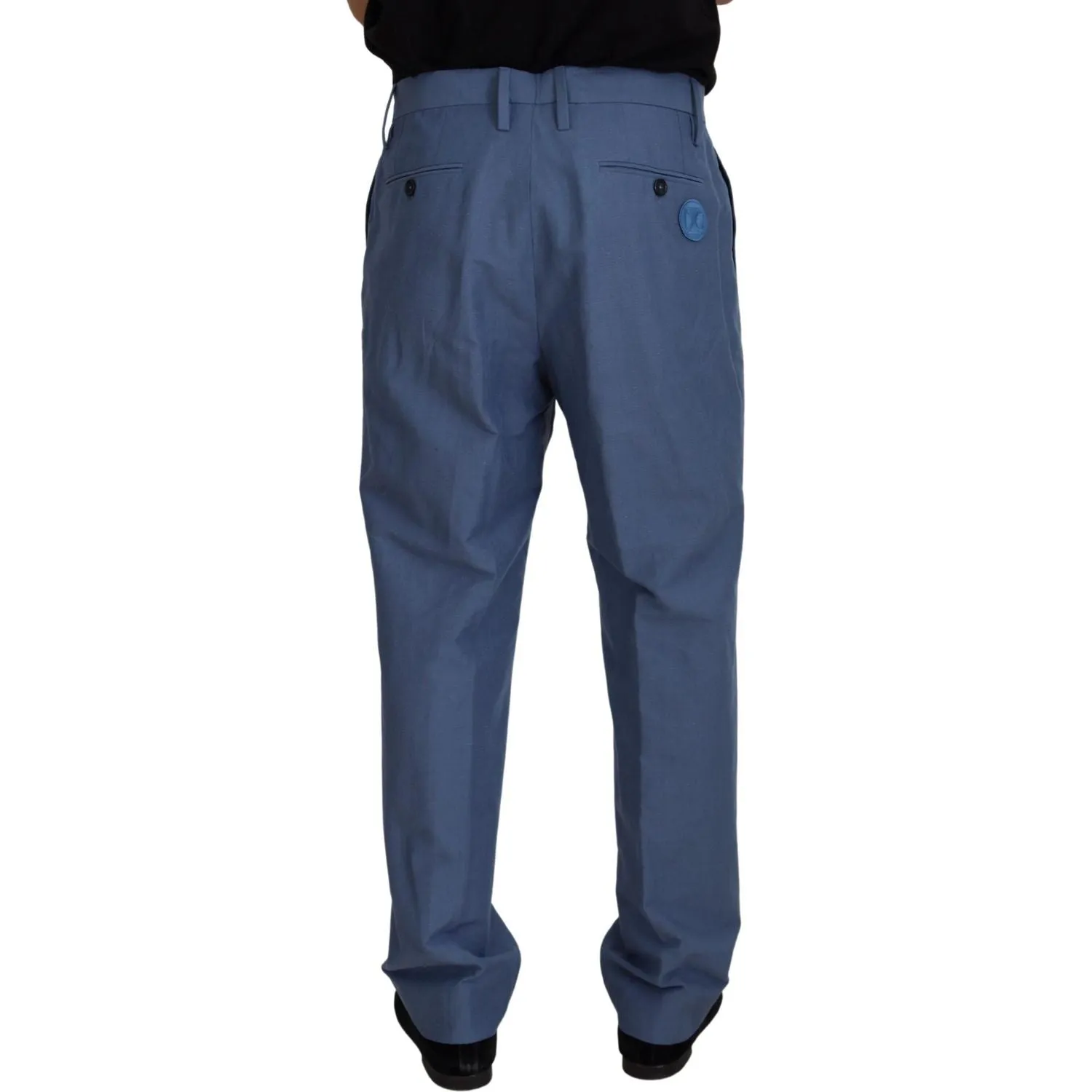 Dolce & Gabbana Elegant Blue Linen-Cotton Blend Trousers