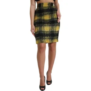 Dolce & Gabbana High Waist Check Print Silk-Lined Mini Skirt