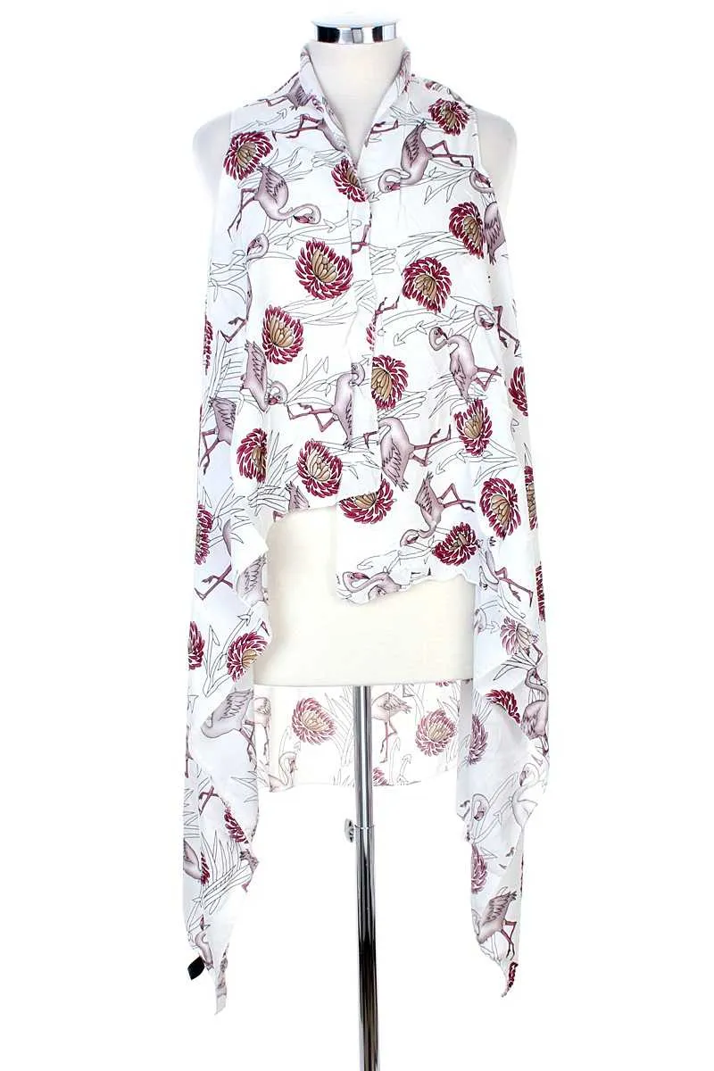 Draped Flamingo Printed Vest