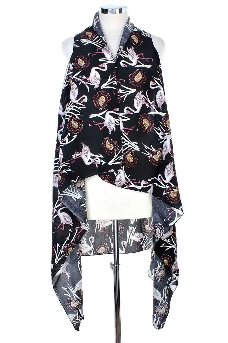 Draped Flamingo Printed Vest