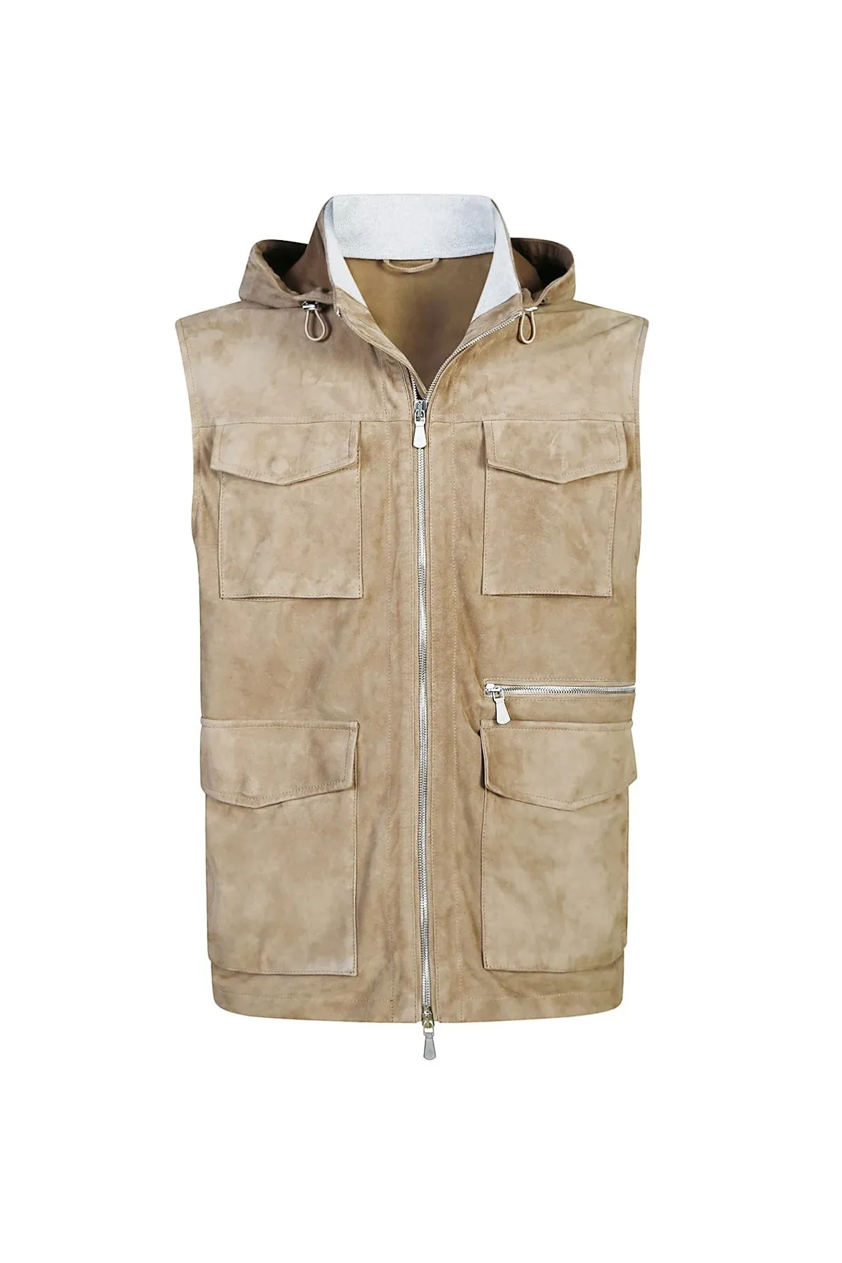 ELEVENTY Goat suede Vest Tan