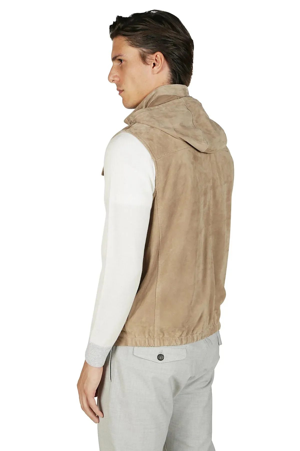 ELEVENTY Goat suede Vest Tan