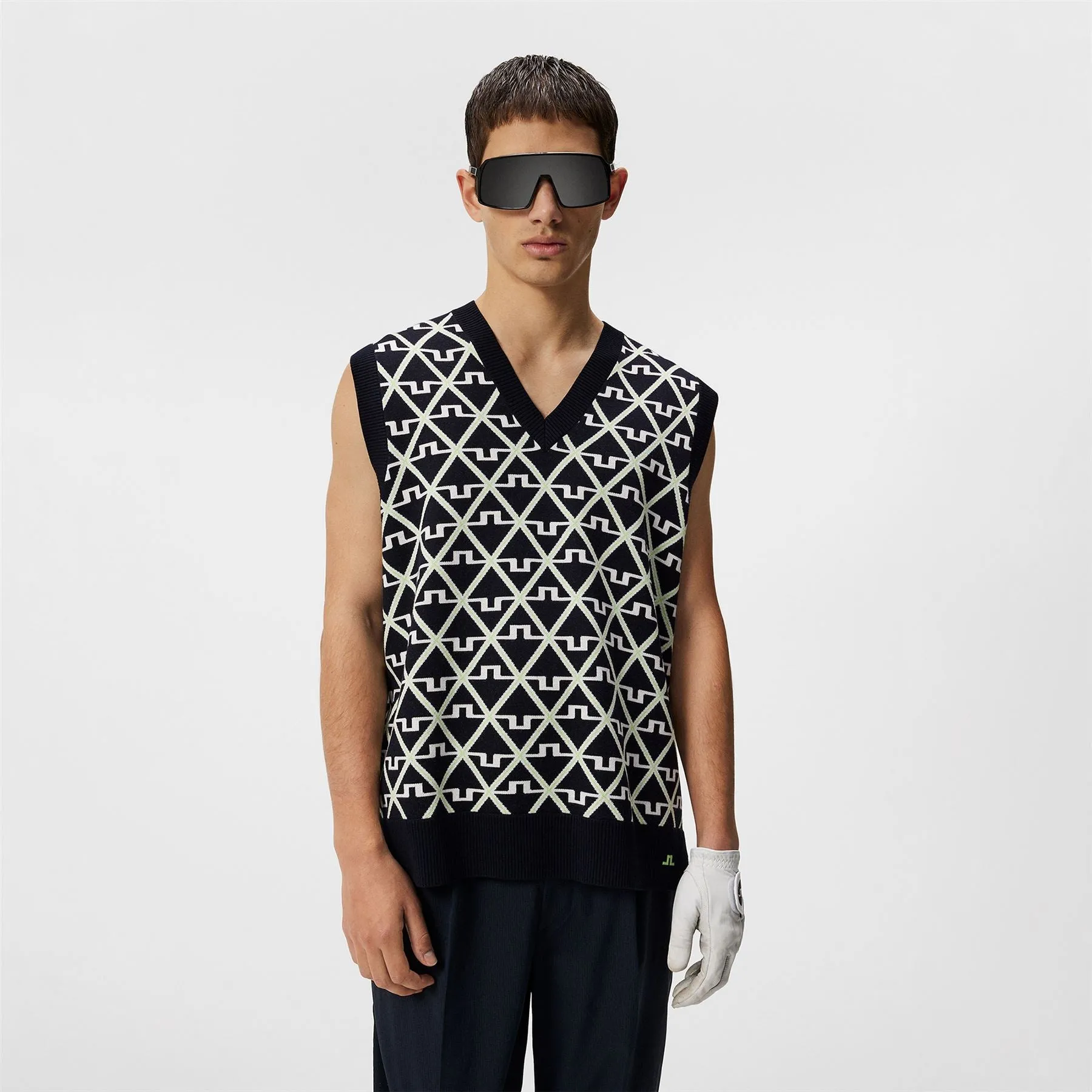 Elian Jacquard Knitted Vest Geo JL Navy - SS24