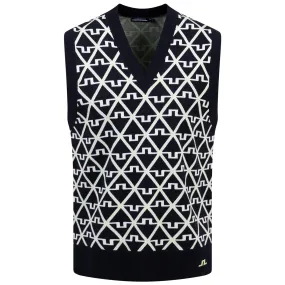 Elian Jacquard Knitted Vest Geo JL Navy - SS24