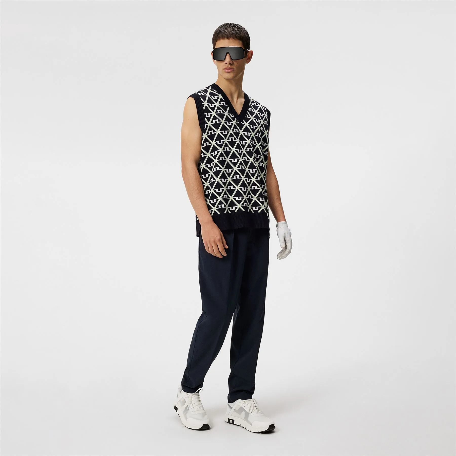 Elian Jacquard Knitted Vest Geo JL Navy - SS24