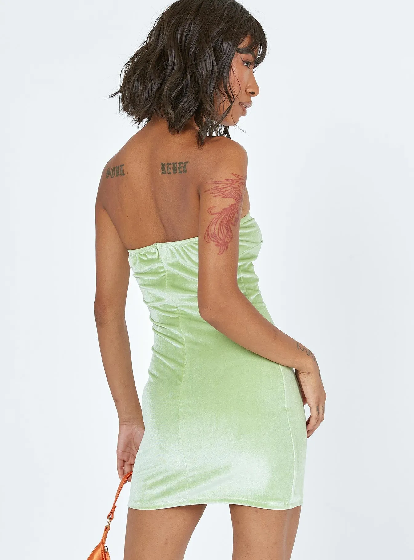 Emily Strapless Mini Dress Sage