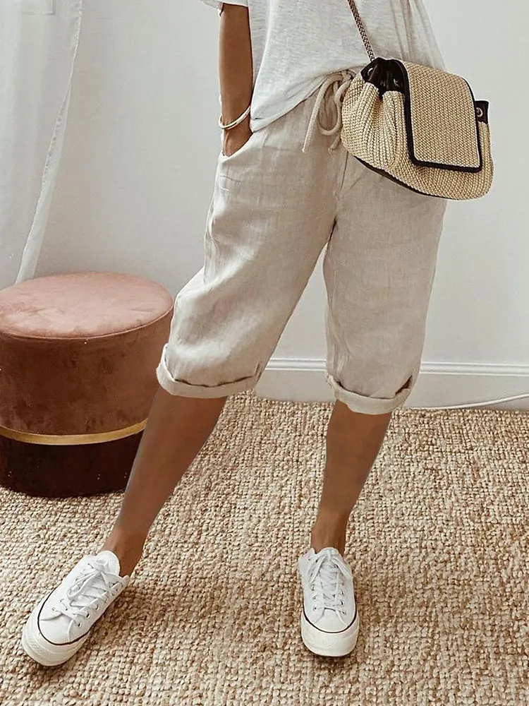 Feliz -  Drawstring Cotton Trousers