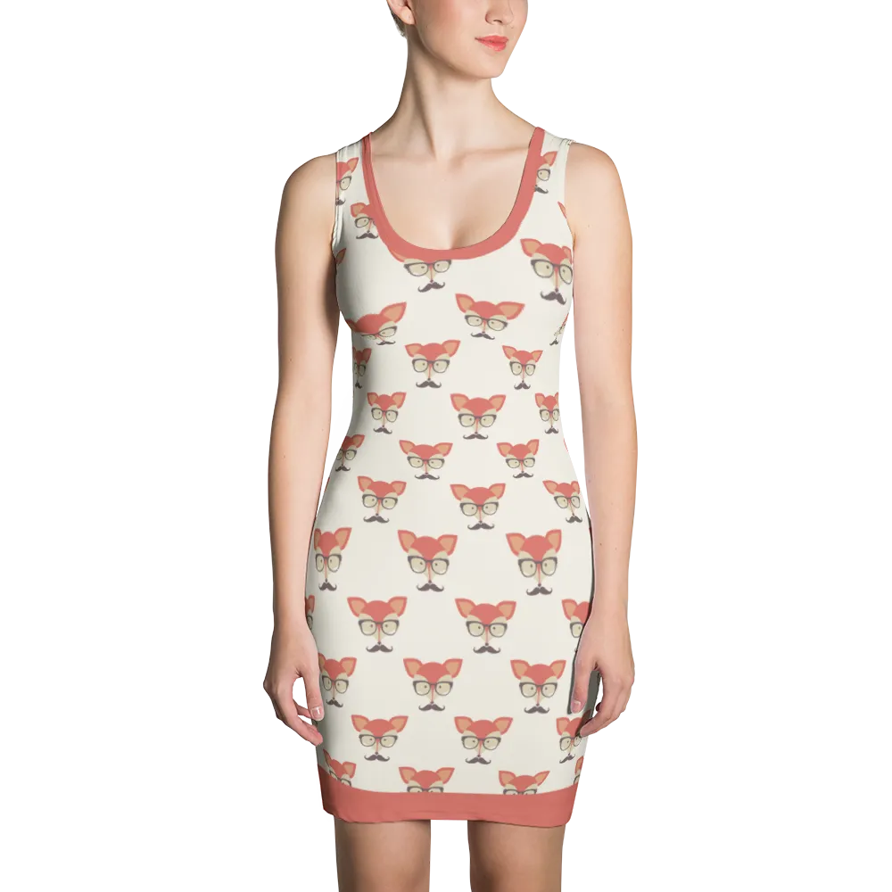 Fox Hipster Print Bodycon Dress