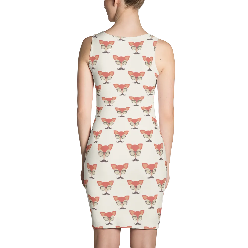 Fox Hipster Print Bodycon Dress